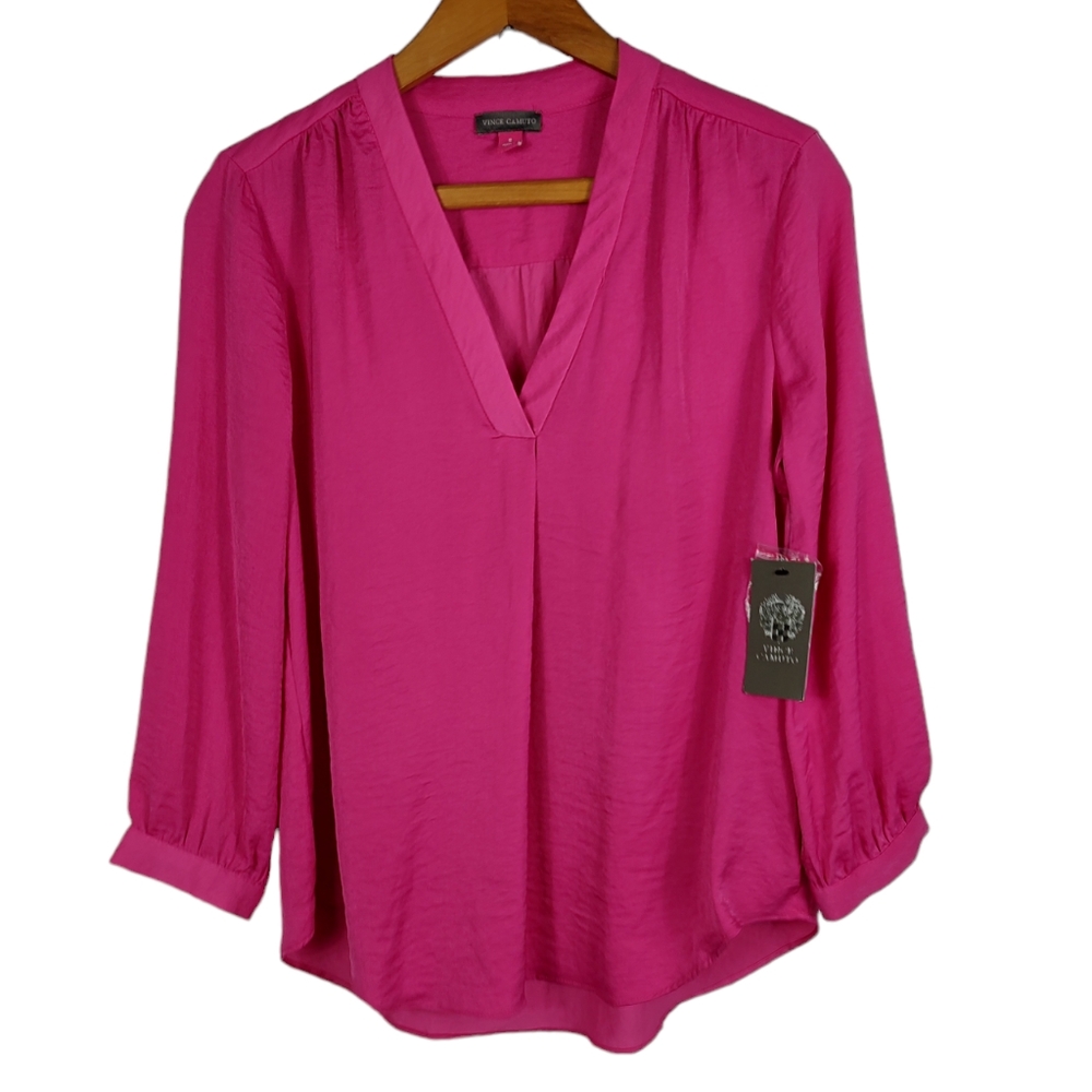 Vince Camuto Pink V-neck Blouse NWT - Picture 1 of 11